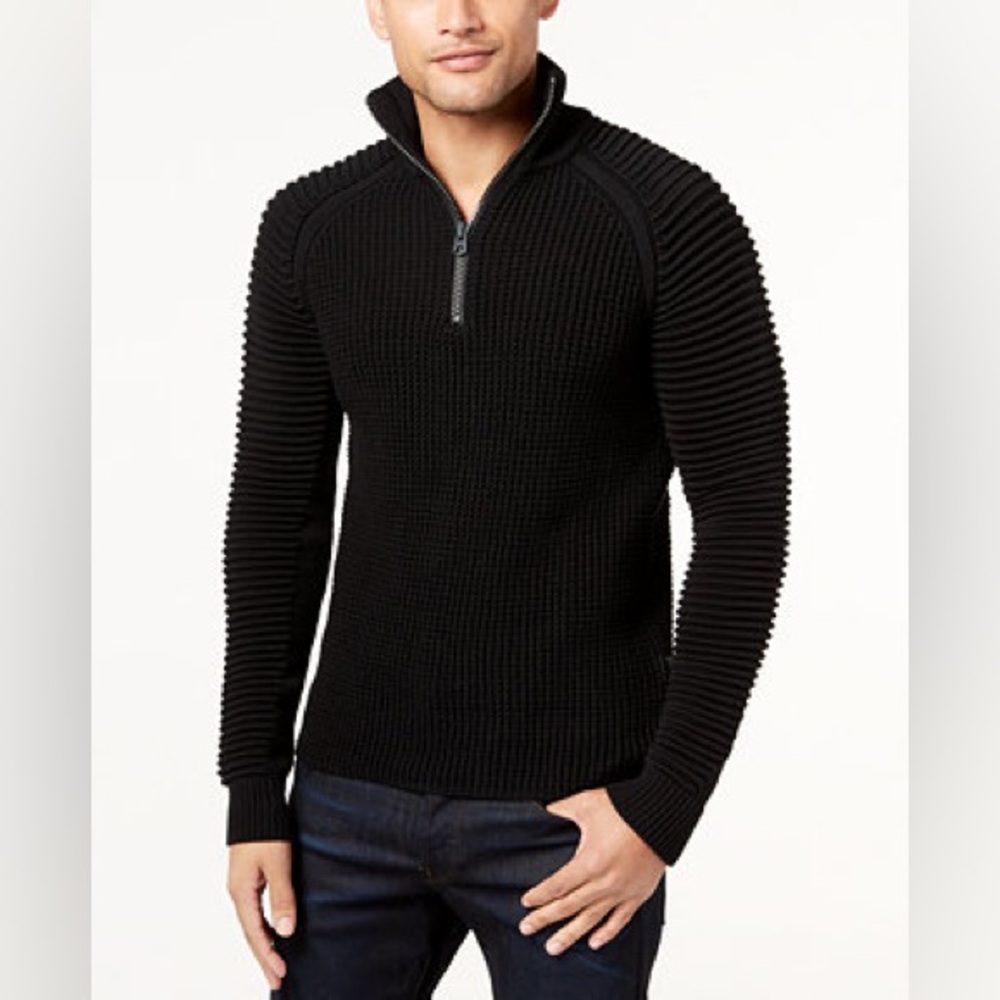G-Star Raw Suzaki 1/2 Zip Knitted Sweater Men Size Large Black